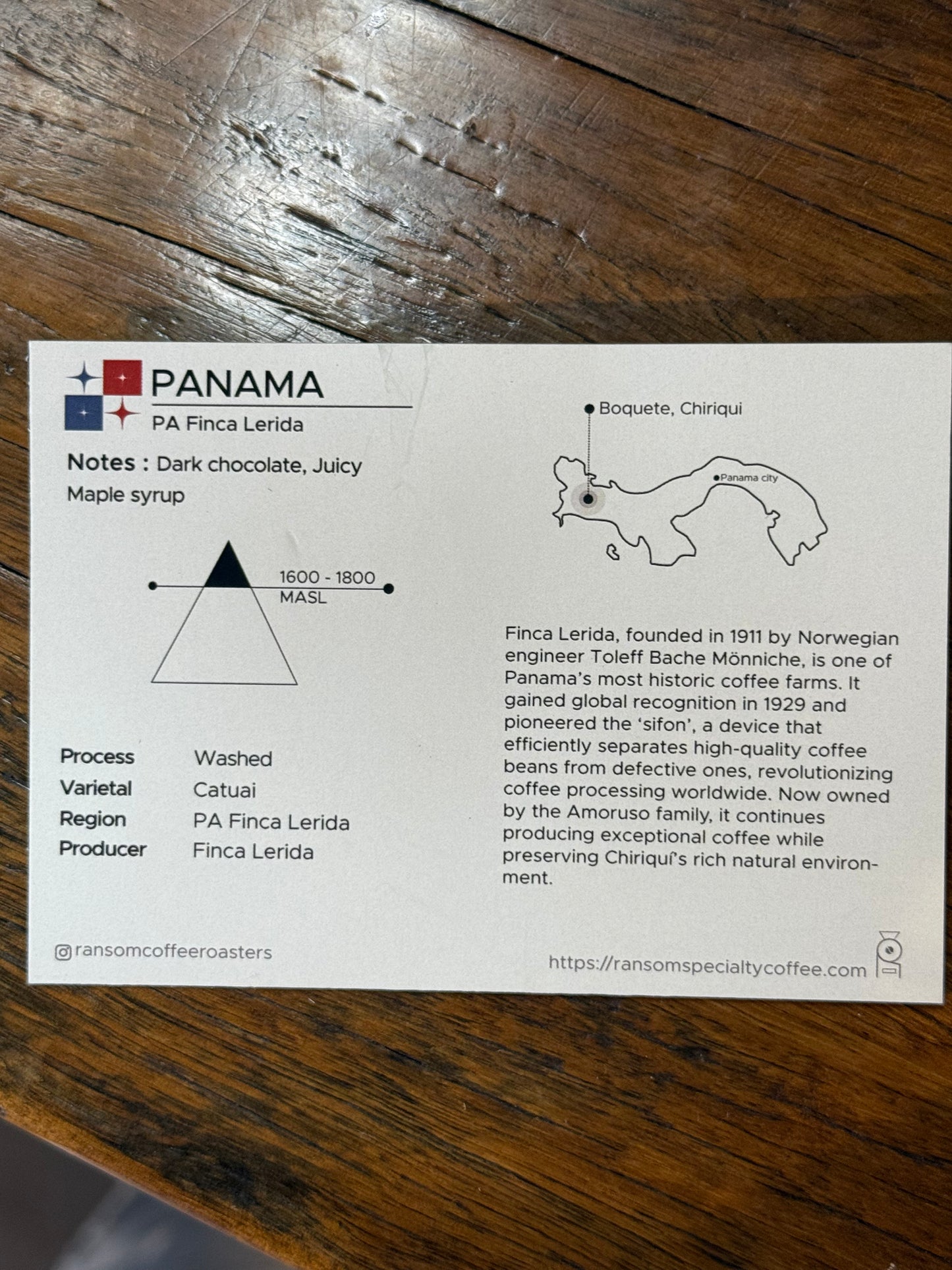 Single origin- Panama PA Finca Lerida Espresso Roast